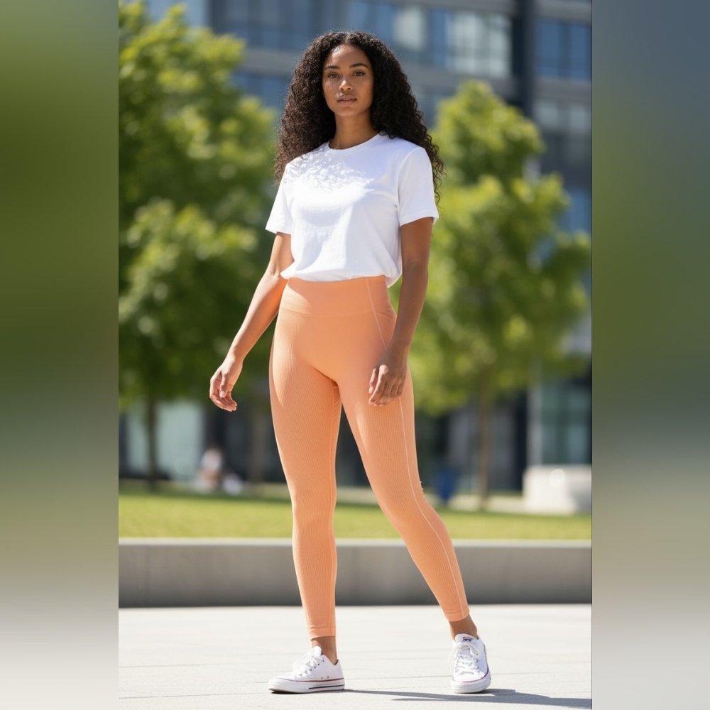 Gymshark Vibrant Orange Ribbed Leggings
